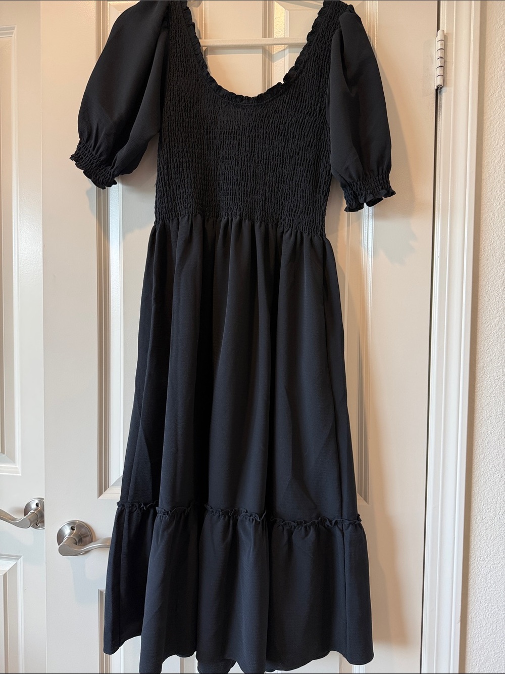 Hill House Black Maxi Dress with Smocked Bodice and Puff Sleeves - Picture 9 of 9